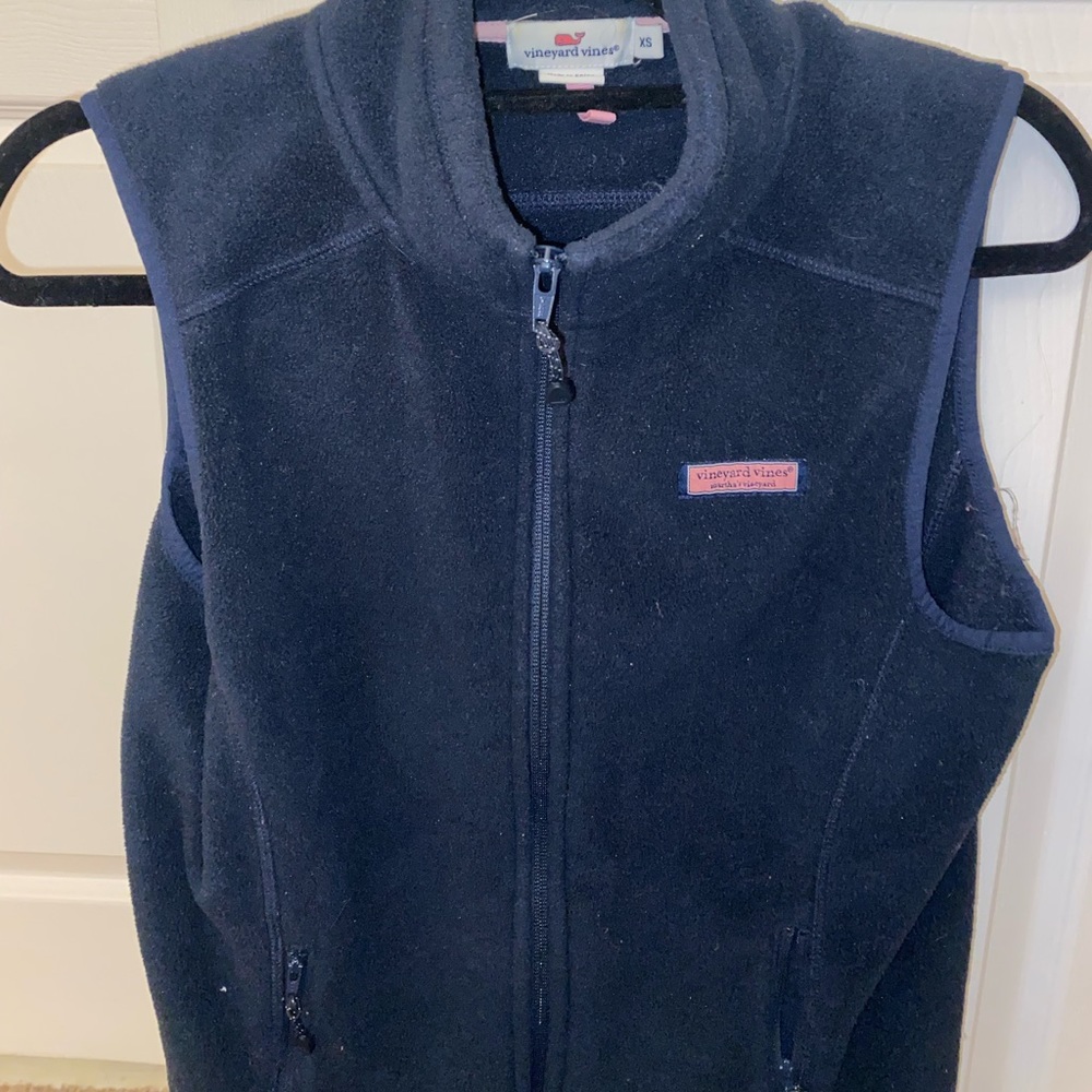 Vineyard Vines Navy Full Zip Sleeveless Fleece Vest X-Small